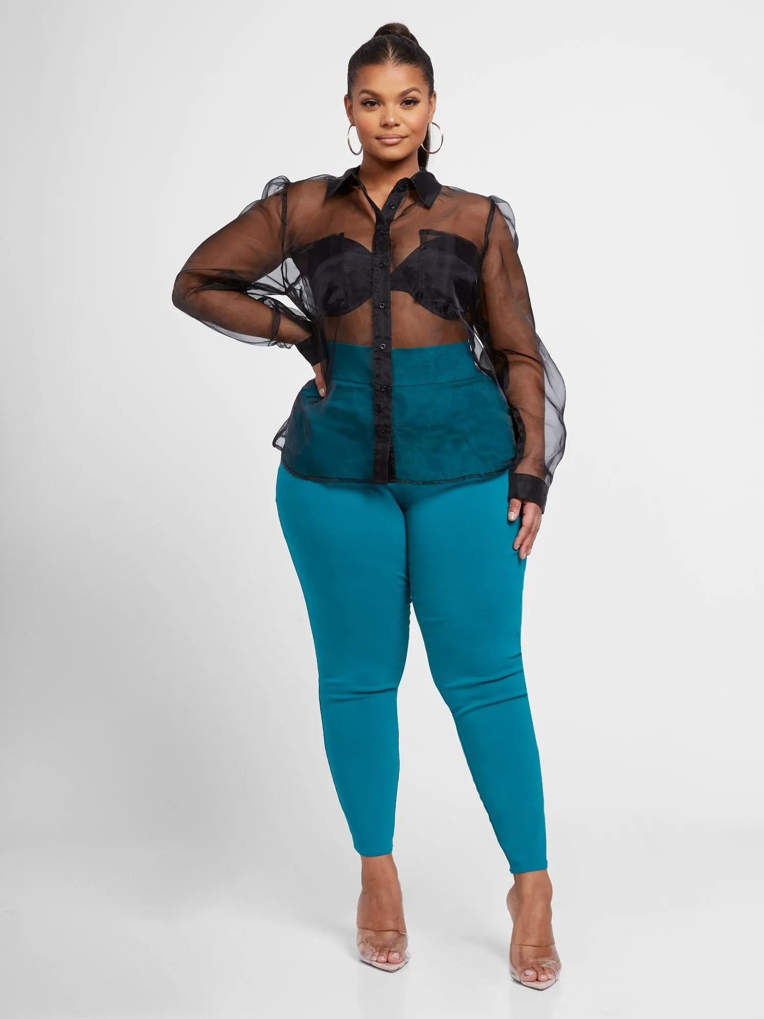 Amelia Button Front Organza Blouse