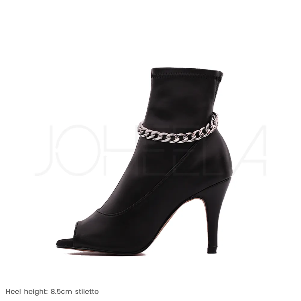 Ana - Chaînes argentées - Talons stilettos standard - Prête à expédier