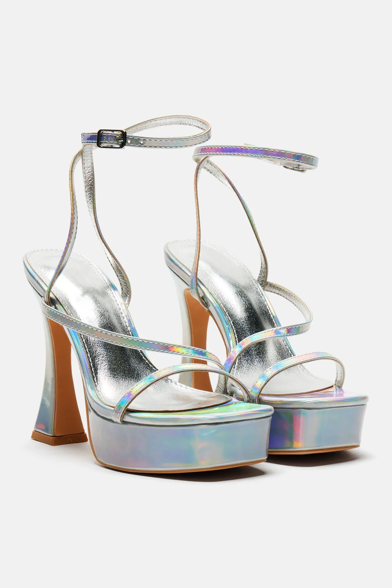 Andrea Platform Block Heels - Silver