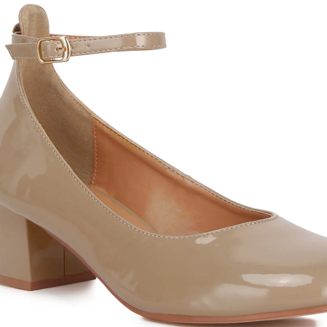 Ankle Strap Low Block Heel Sandals