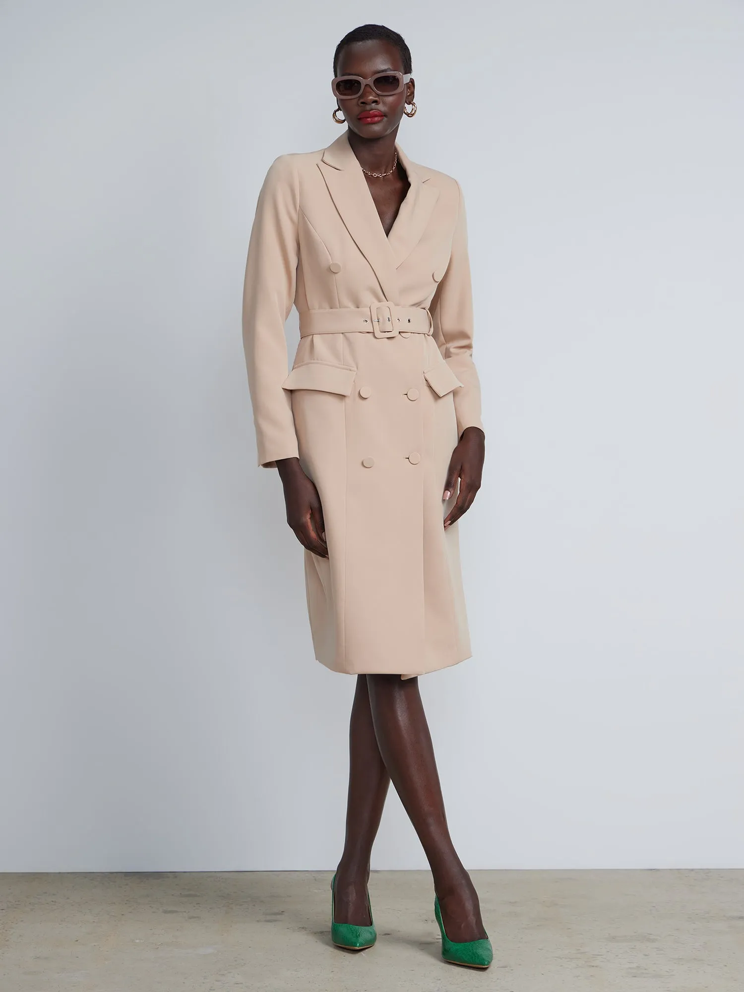 Belted Long Blazer Dress