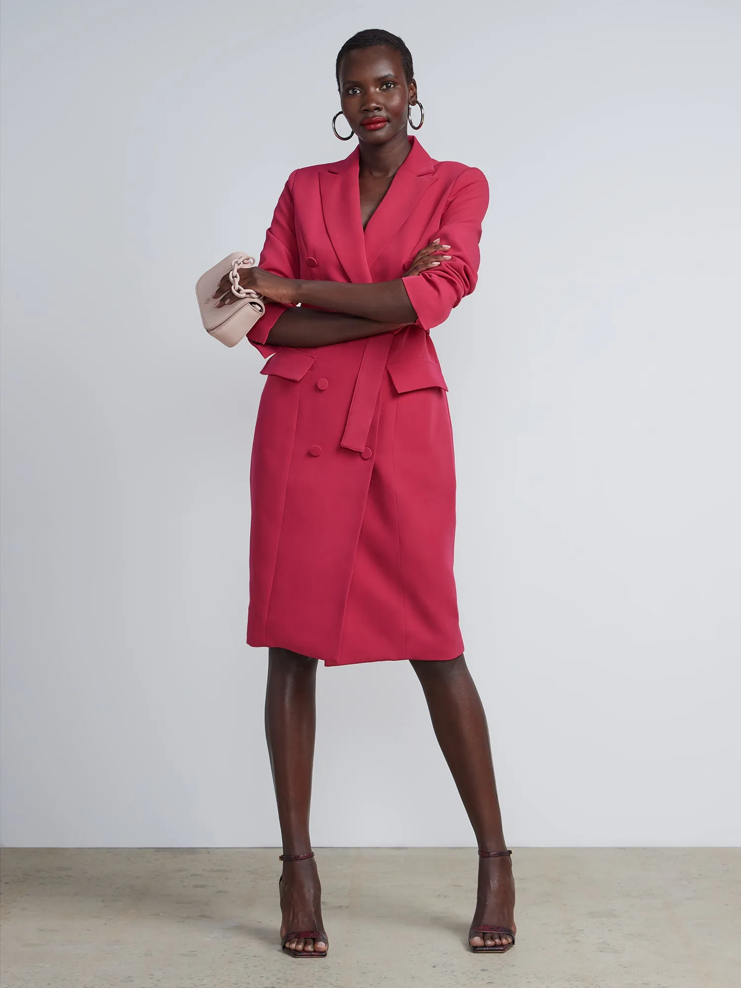 Belted Long Blazer Dress