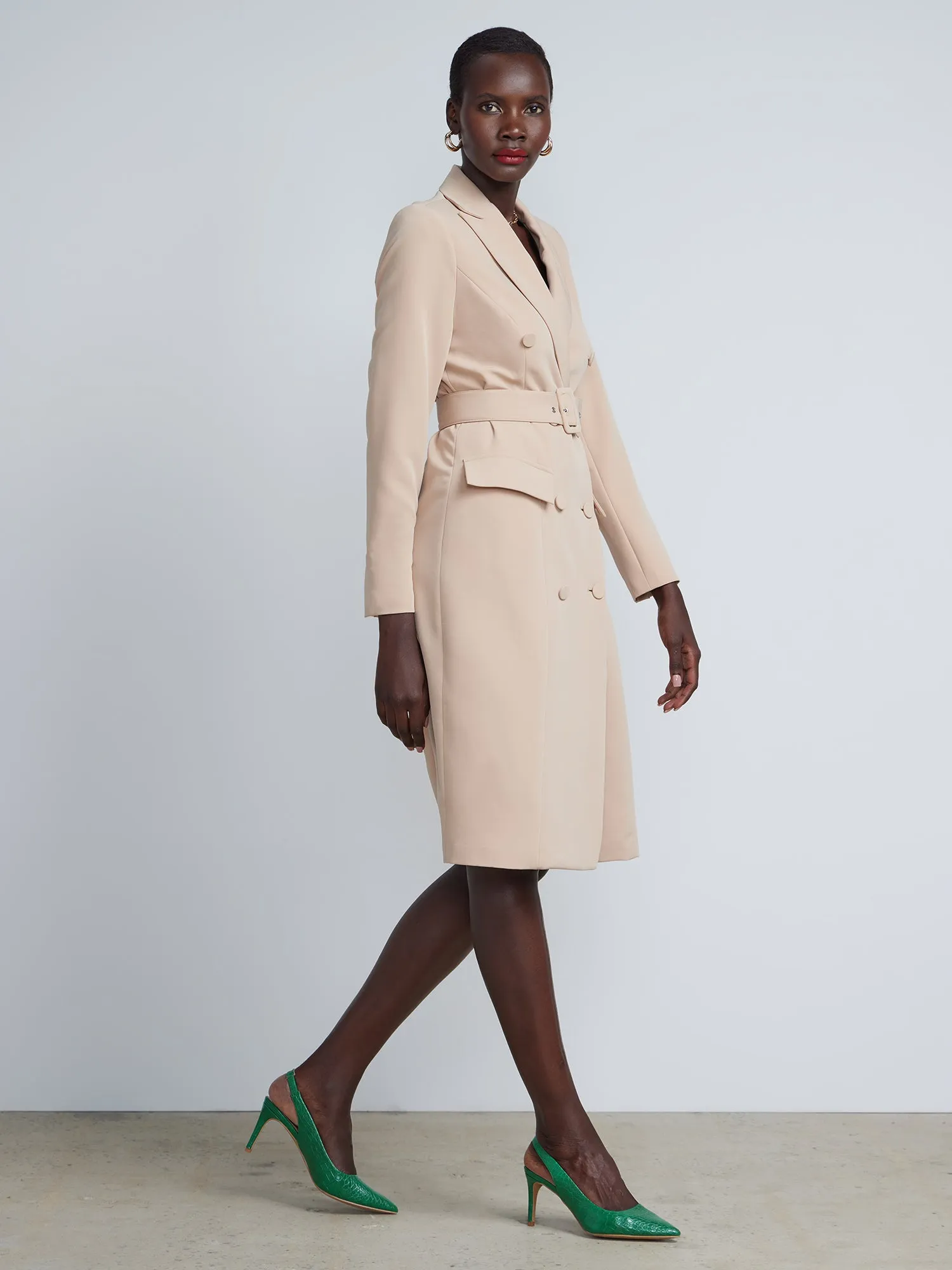 Belted Long Blazer Dress