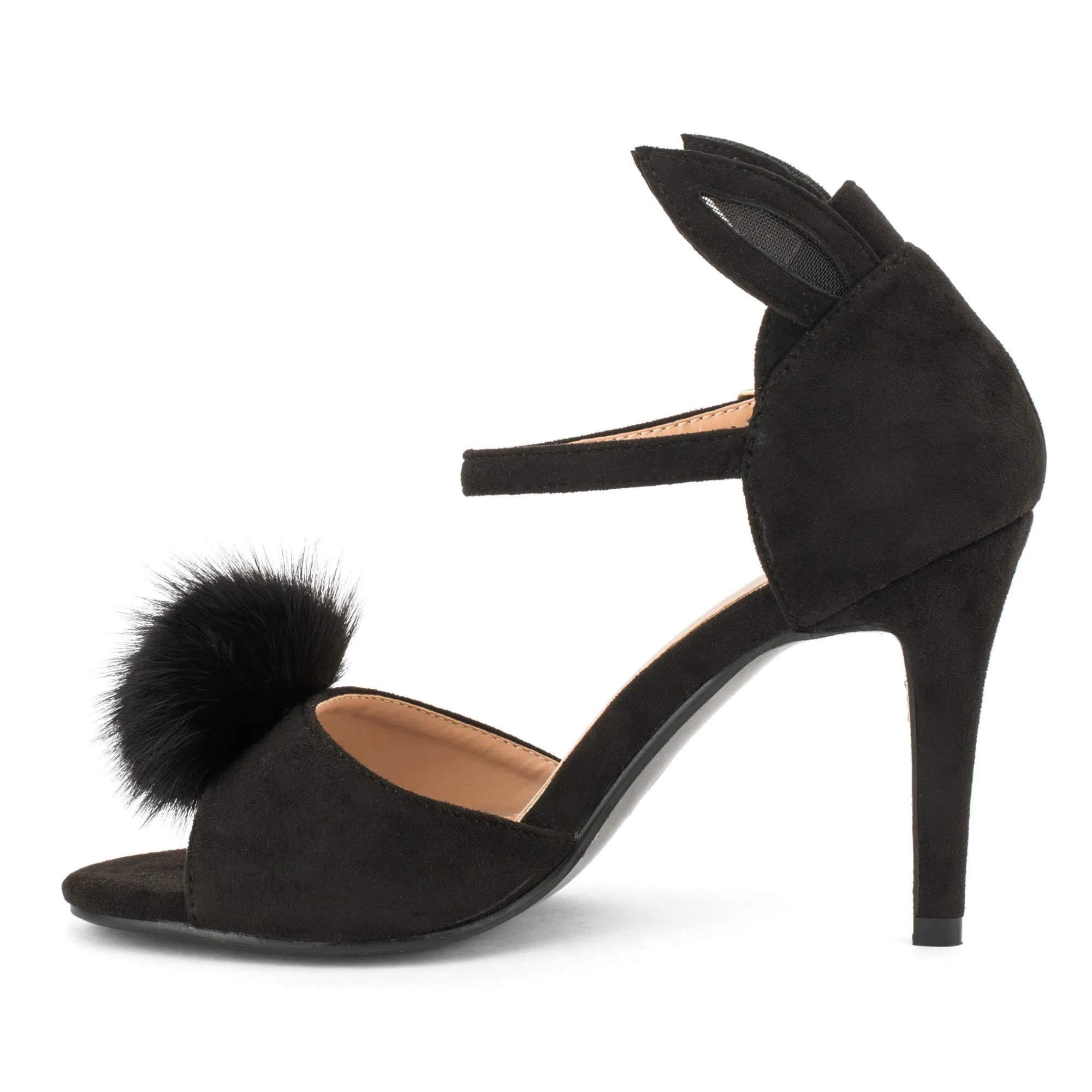 Bunny Ear Pom Pom Stiletto Sandal