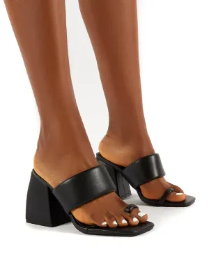 Caden Black Toe Post Block Heel Sandal Heeled Mules