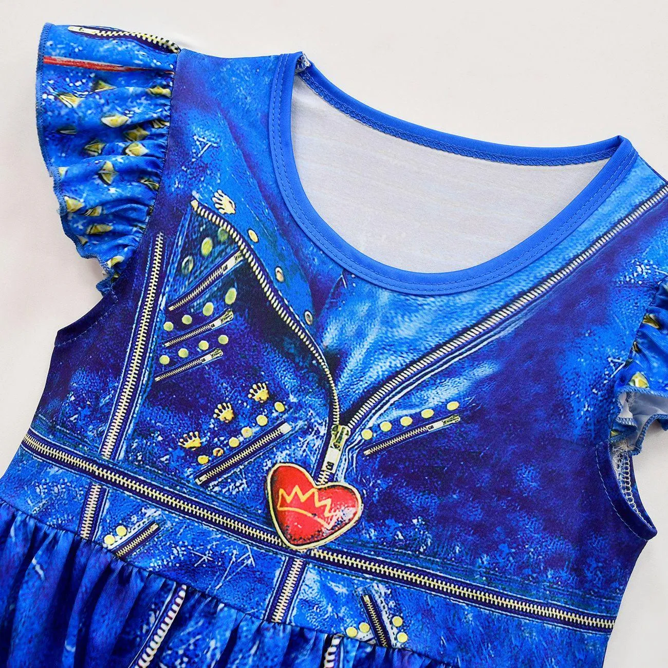 Children aged 3-12 years old Halloween party cosplay movie dress up blue girl princess dress fashionable little flying sleeve girl dress