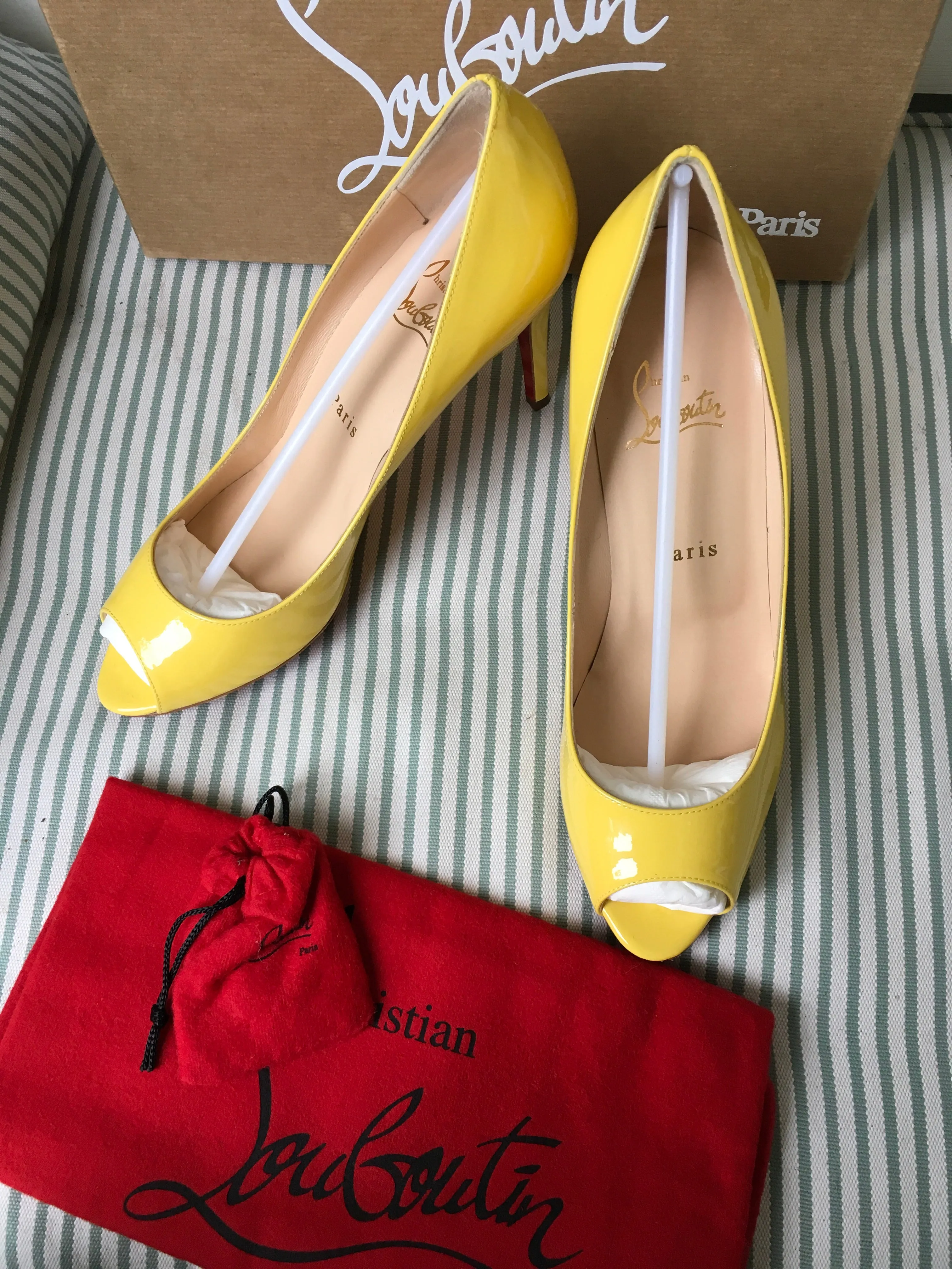 Christian Louboutin You You 85 Patent Calf Leather Shoes Size 38 UK 5 US 8 Ladies