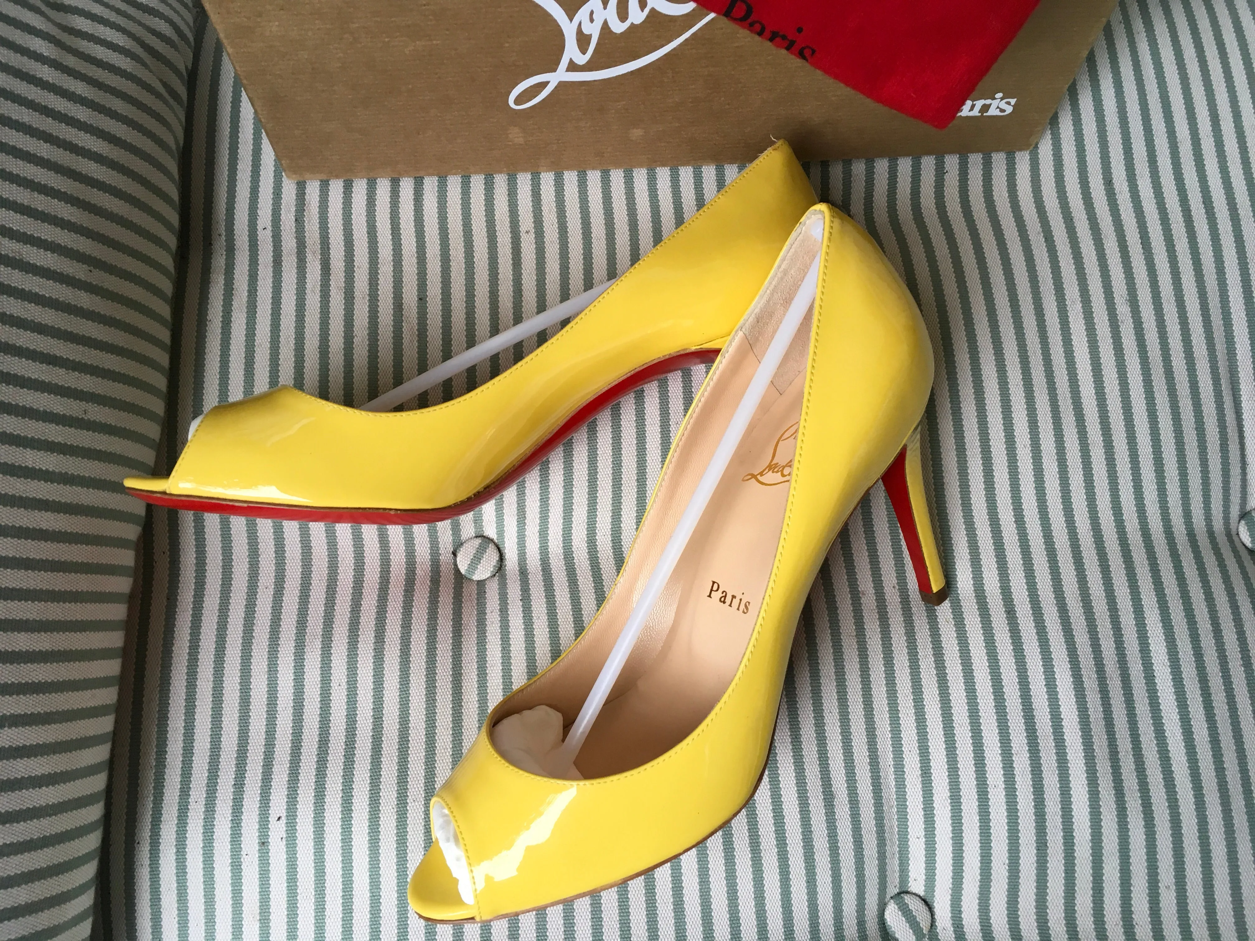 Christian Louboutin You You 85 Patent Calf Leather Shoes Size 38 UK 5 US 8 Ladies