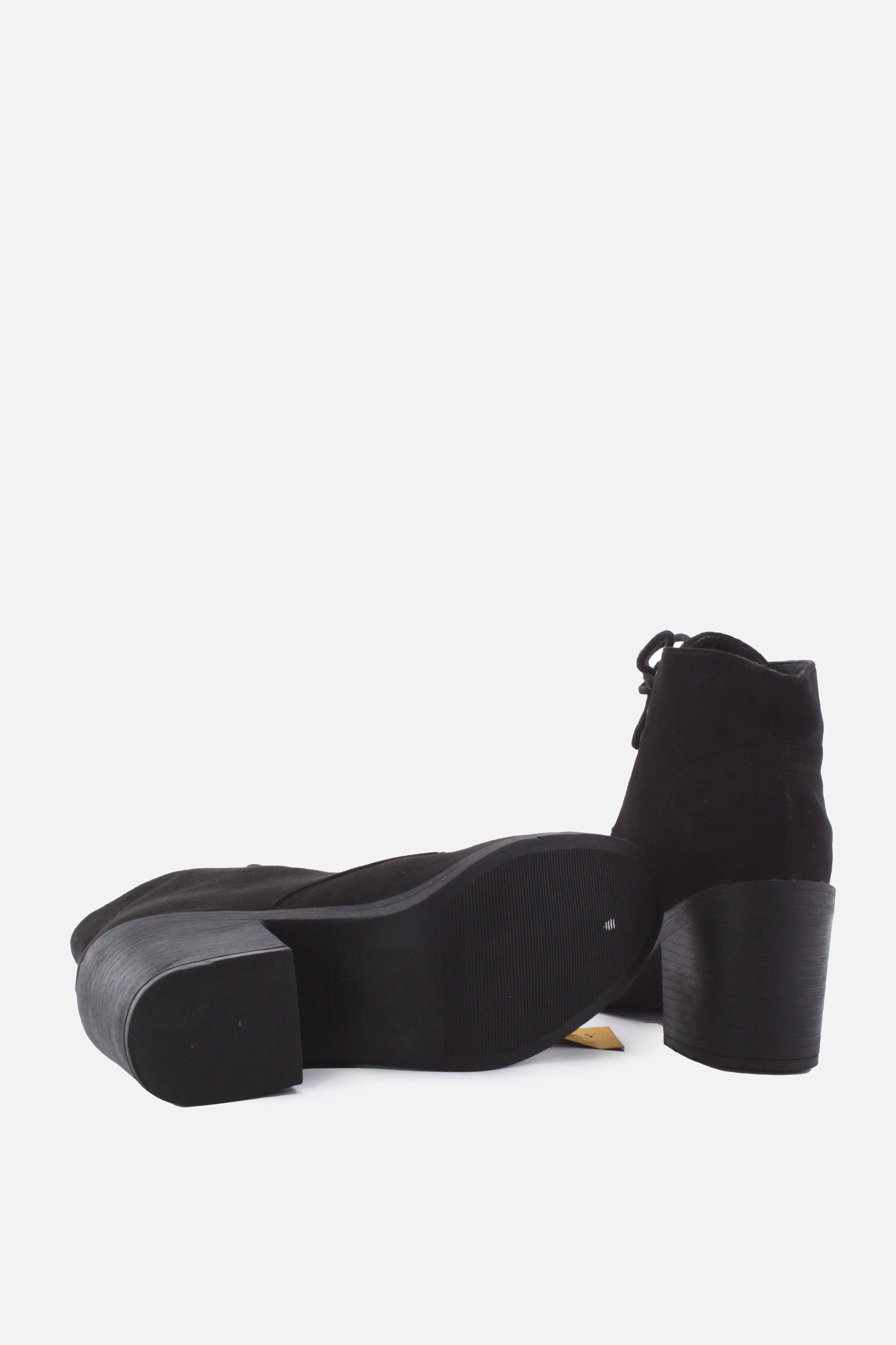 European Brand Laces Block Heels Ankle Boots | Suede