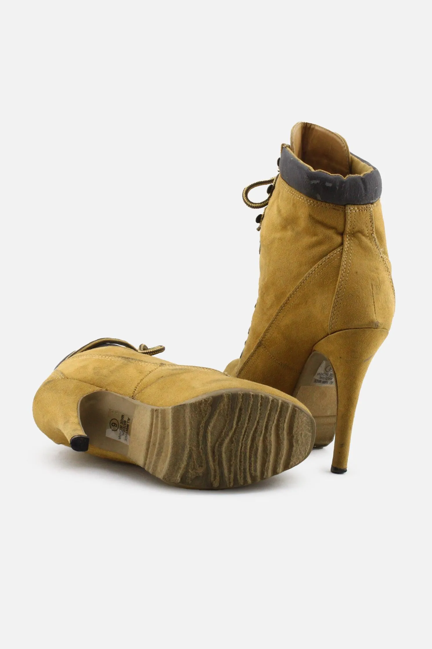 European Brand Laces Stilettos Ankle Boots | Suede