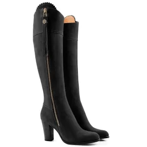 Fairfax & Favor Regina High Heeled Ladies Suede Boot - Black