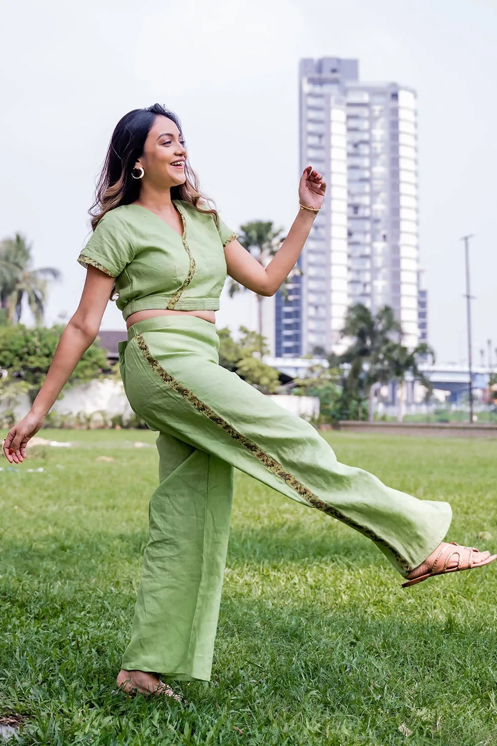 Gingko Crop Top Pants Set