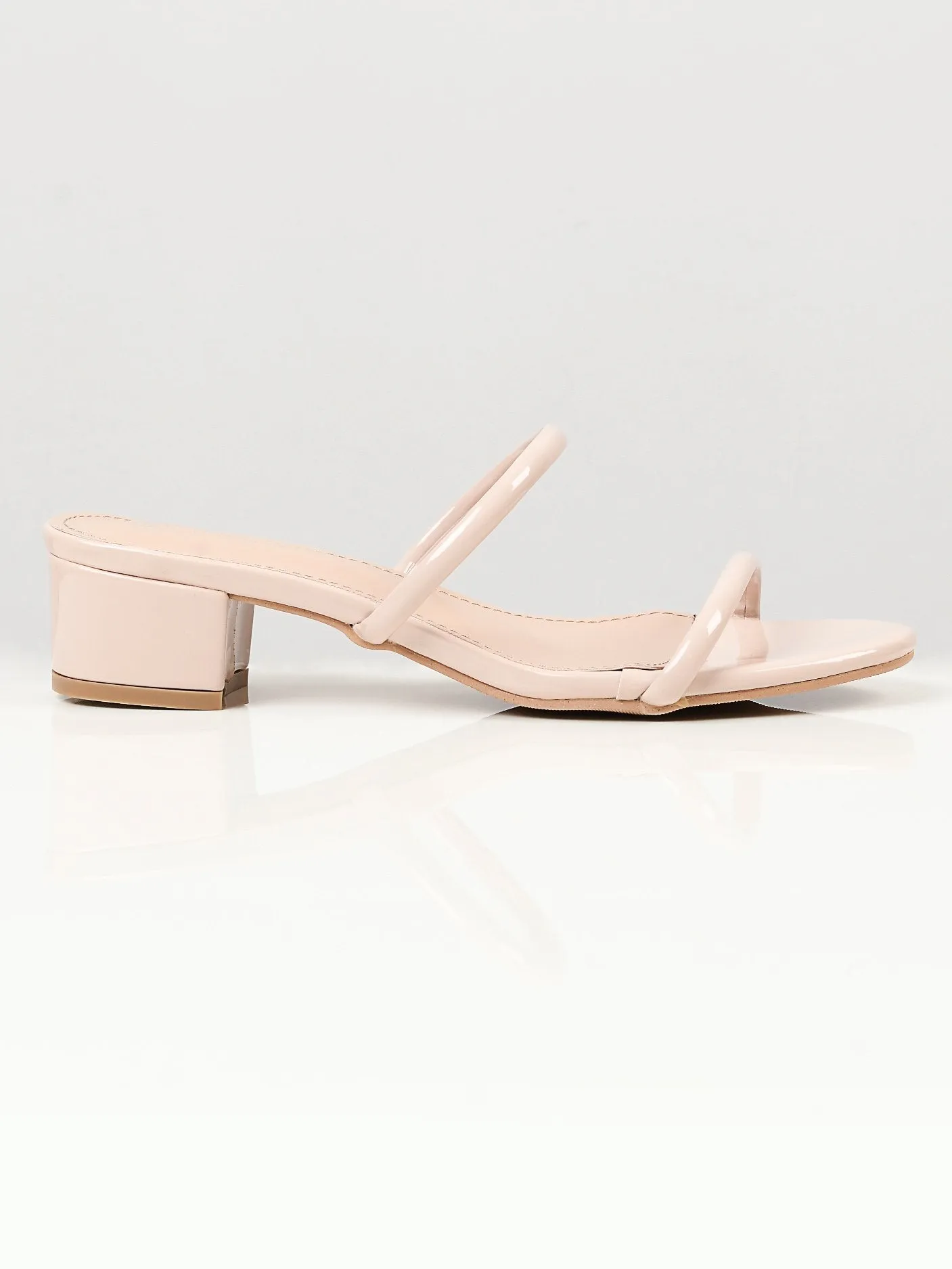 Glossy Block Heels - Light Peach
