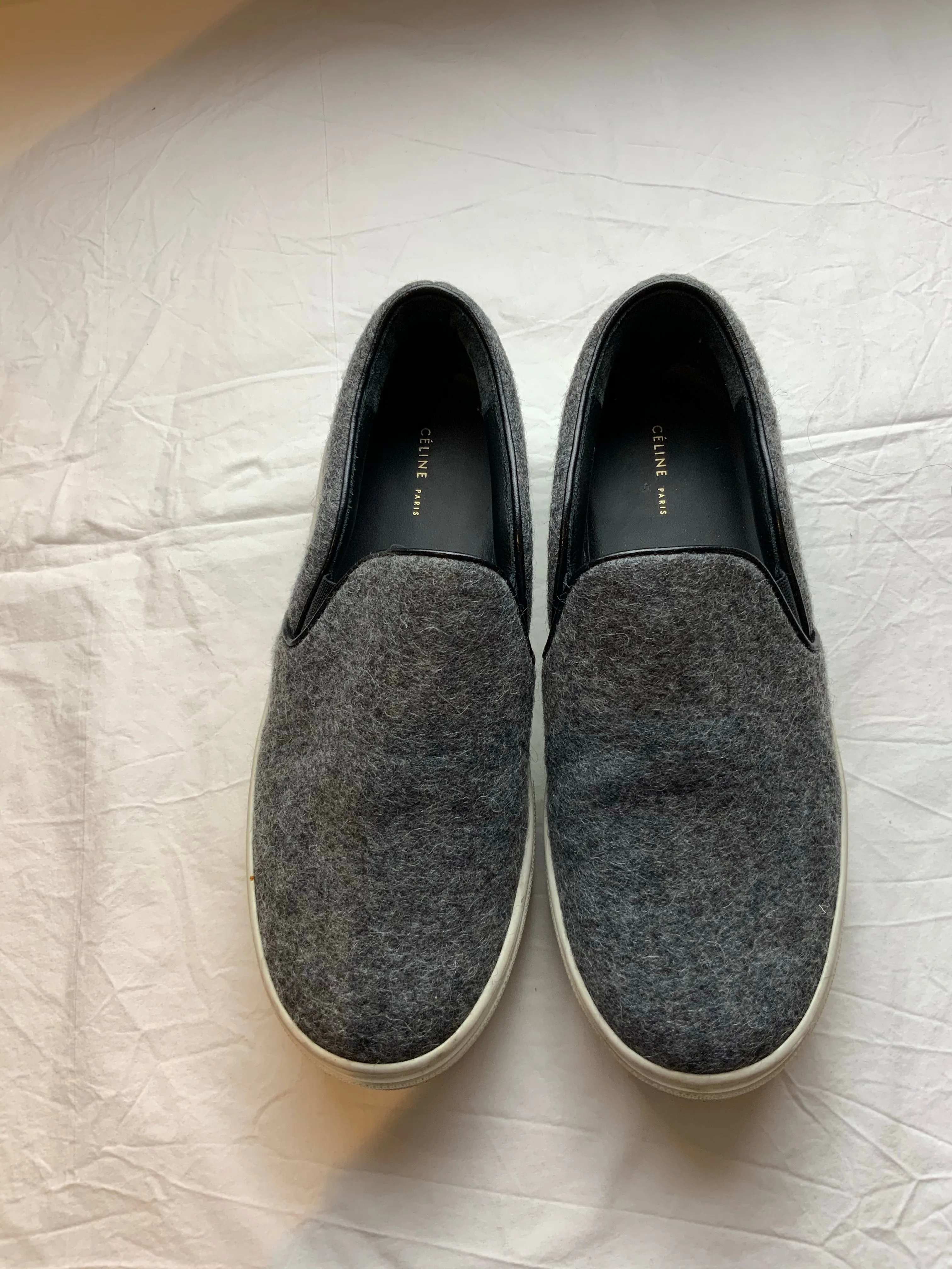 ICONIC CÉLINE Celine Phoebe Philo Grey Wool Espadrilles Shoes 37.5 UK 4.5 US 7.5 ladies