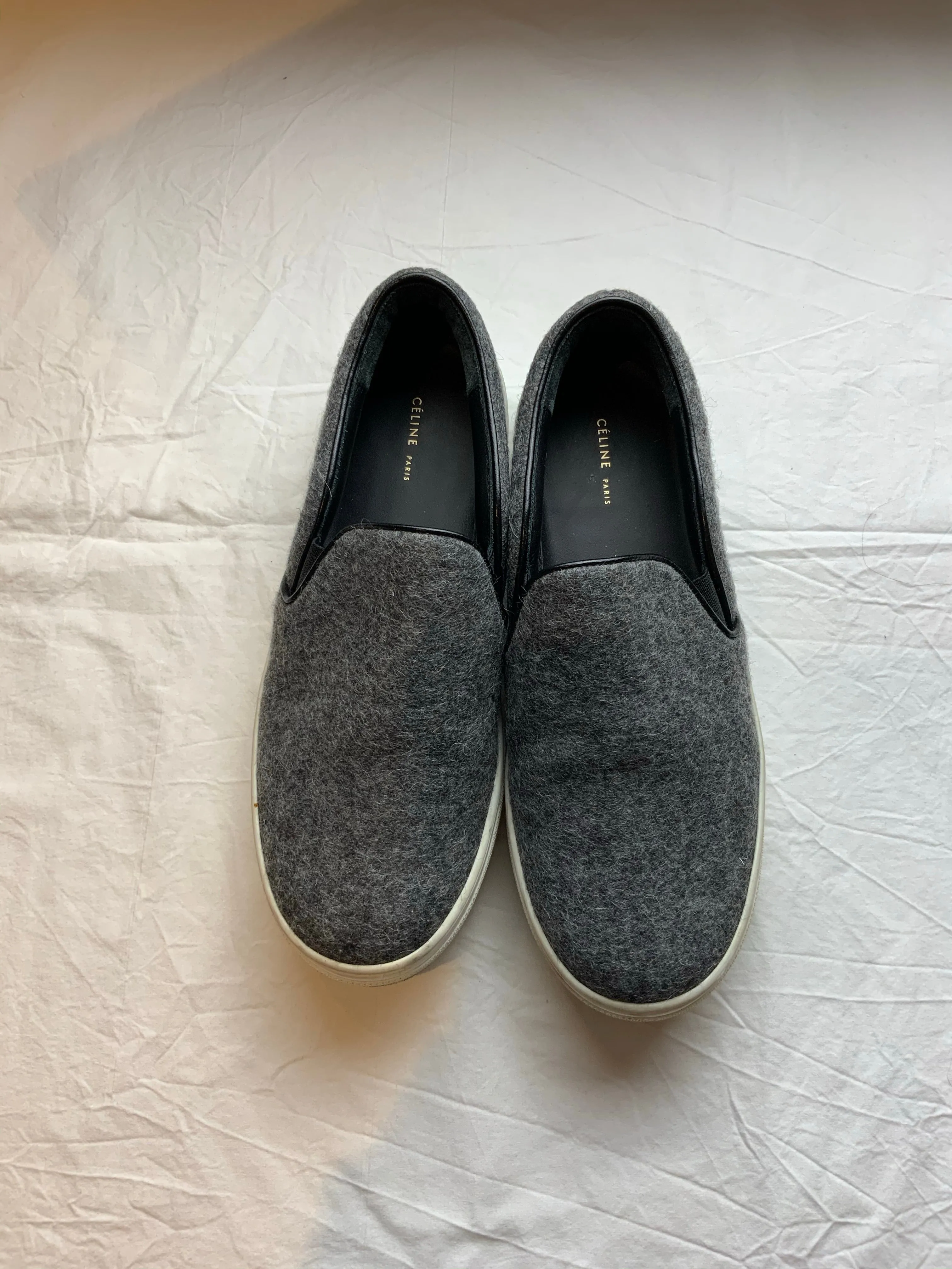 ICONIC CÉLINE Celine Phoebe Philo Grey Wool Espadrilles Shoes 37.5 UK 4.5 US 7.5 ladies