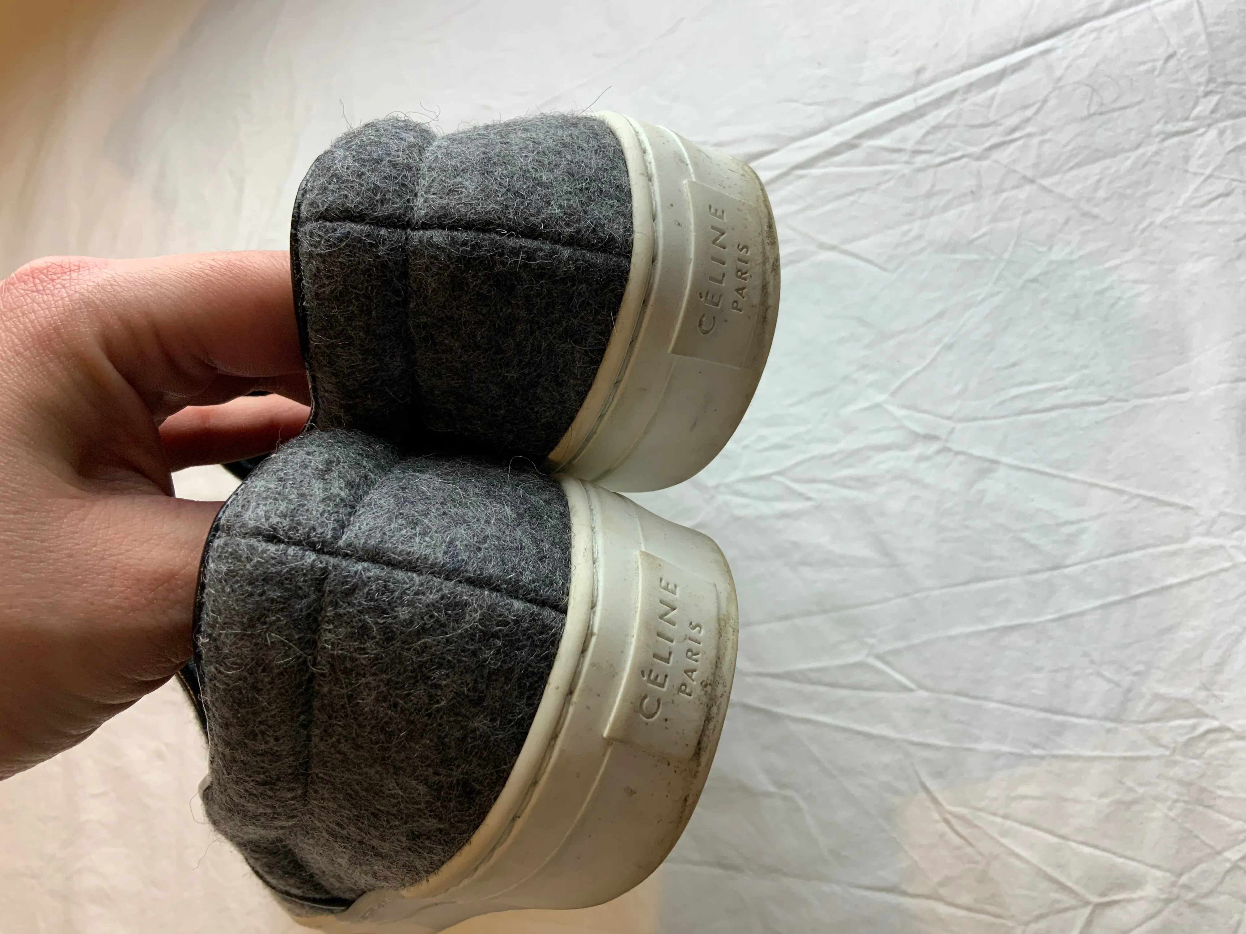 ICONIC CÉLINE Celine Phoebe Philo Grey Wool Espadrilles Shoes 37.5 UK 4.5 US 7.5 ladies