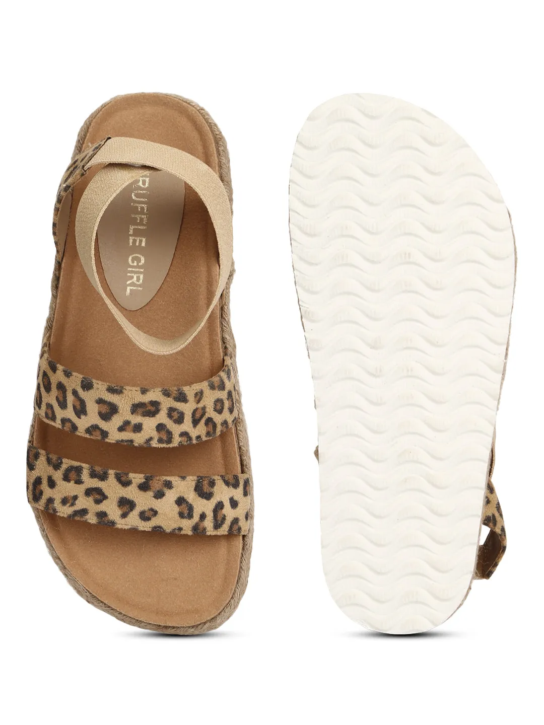 Leopard PU Printed Platform Heel Espadrilles Sandals