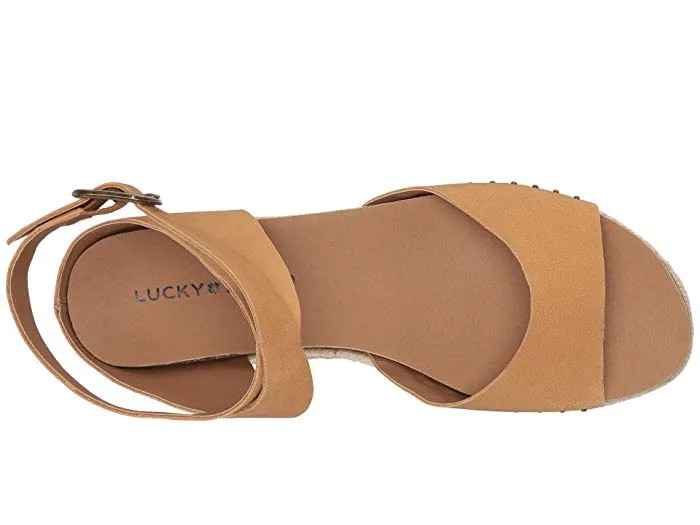 Lucky Brand Gladas Light Desert Tan Espadrille Wedge Sandal Open Toe Platform