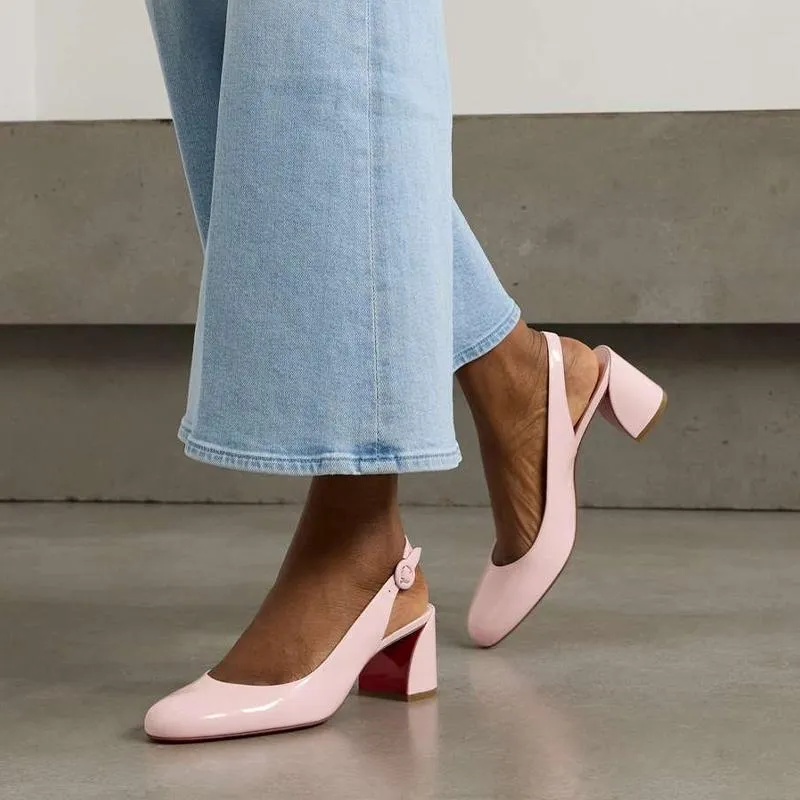 Pastel Pink Patent Leather Slingback Pump