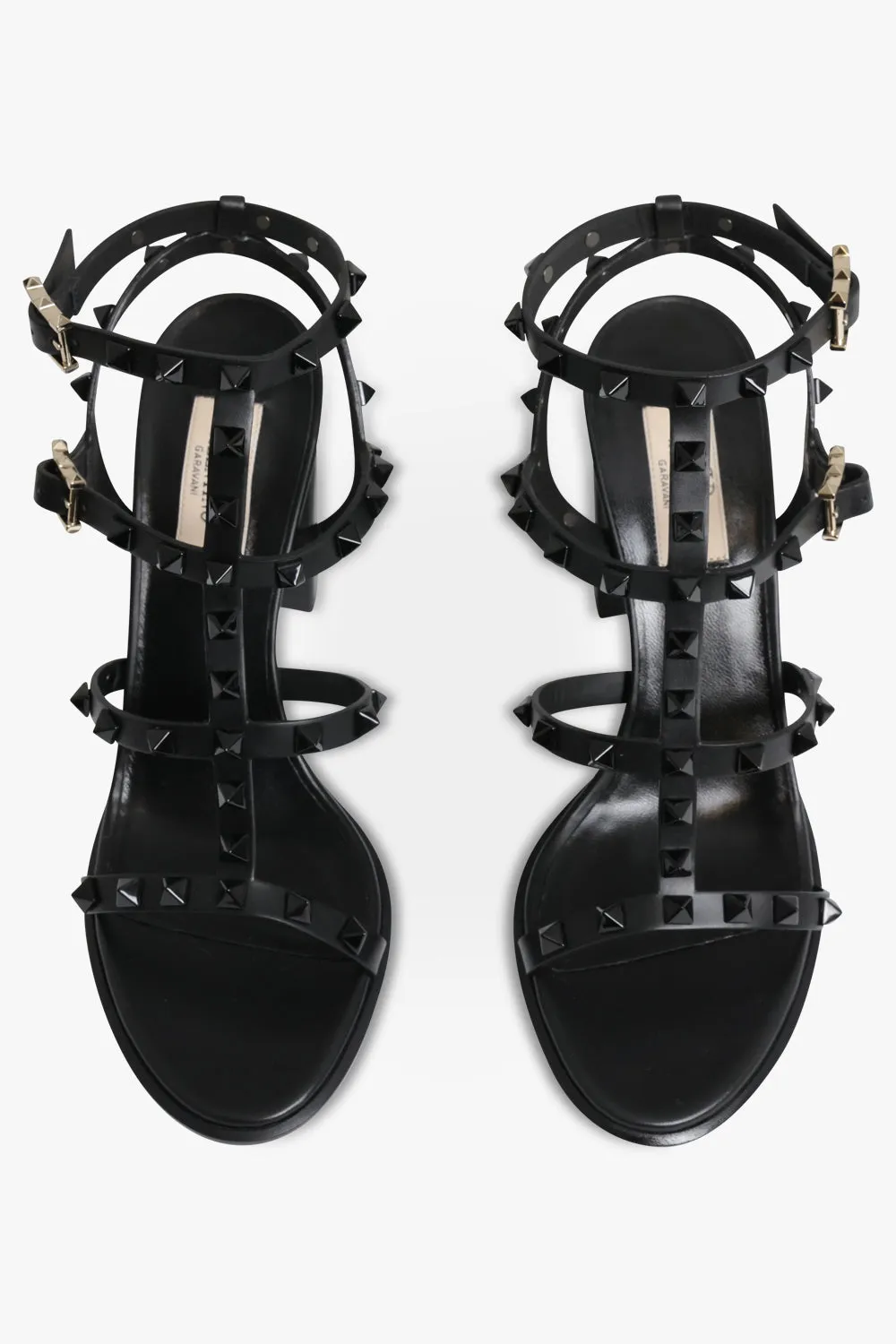 ROCKSTUD FOUR STRAP HEEL 90MM SANDAL TONAL BLACK
