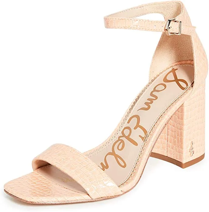Sam Edelman Daniella Peach Croco Fashion Open Toe Ankle Strap Heeled Sandals
