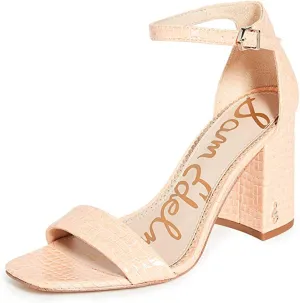 Sam Edelman Daniella Peach Croco Fashion Open Toe Ankle Strap Heeled Sandals
