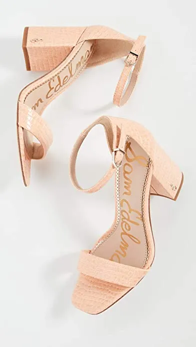 Sam Edelman Daniella Peach Croco Fashion Open Toe Ankle Strap Heeled Sandals