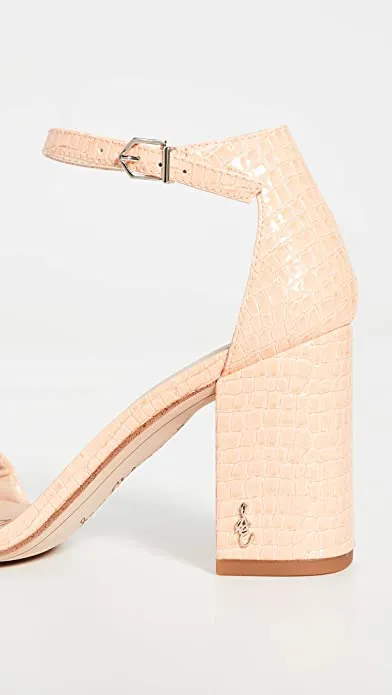 Sam Edelman Daniella Peach Croco Fashion Open Toe Ankle Strap Heeled Sandals