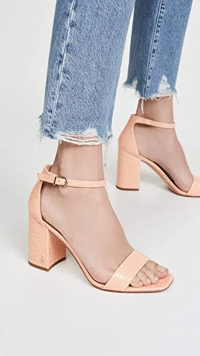 Sam Edelman Daniella Peach Croco Fashion Open Toe Ankle Strap Heeled Sandals