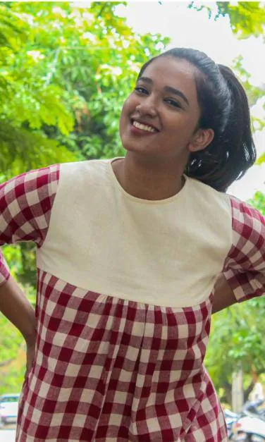 Sianna Maroon Checks Kotpad Dress