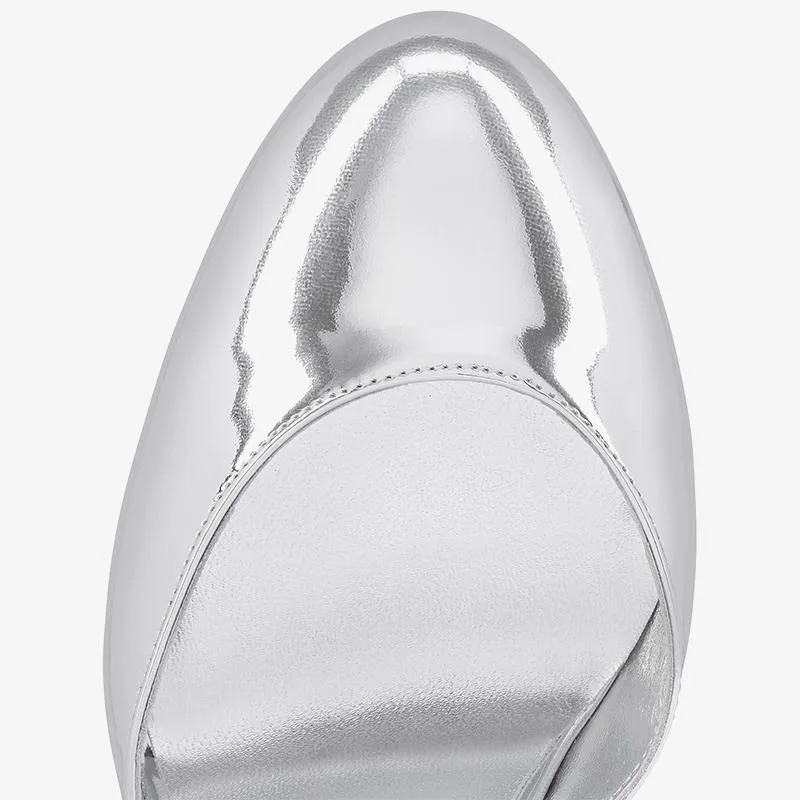 Silver Mirro-Effect Leather Pump