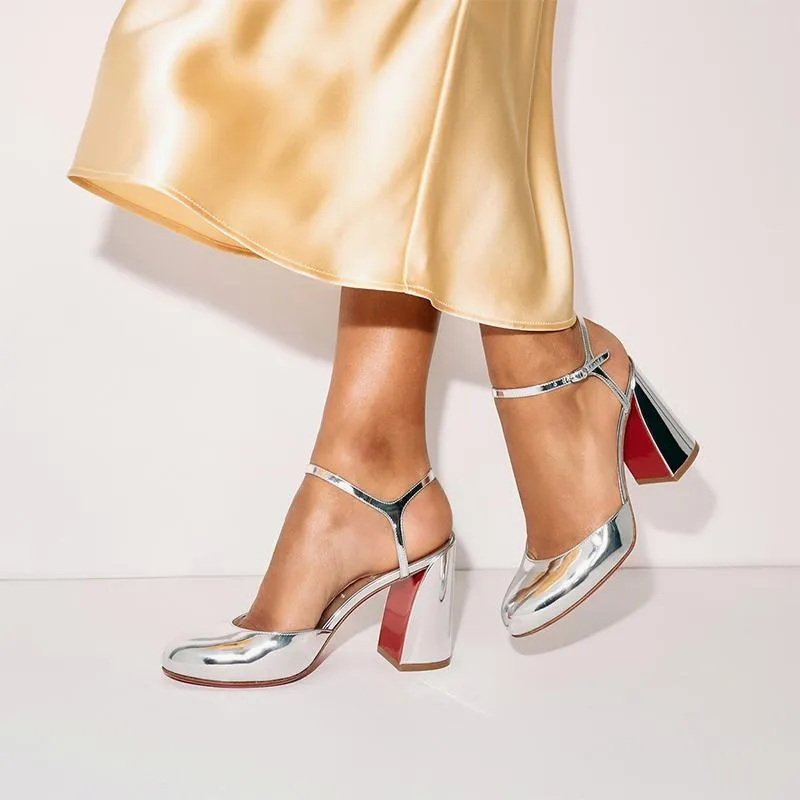 Silver Mirro-Effect Leather Pump