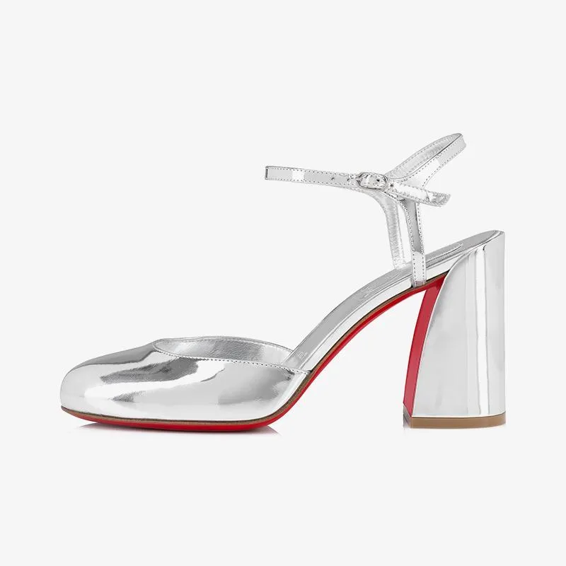 Silver Mirro-Effect Leather Pump