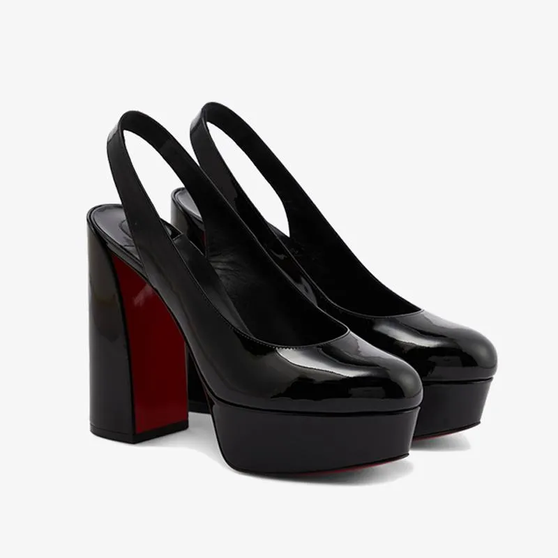 Sophisticated Black Leather Platform Pump 140mm