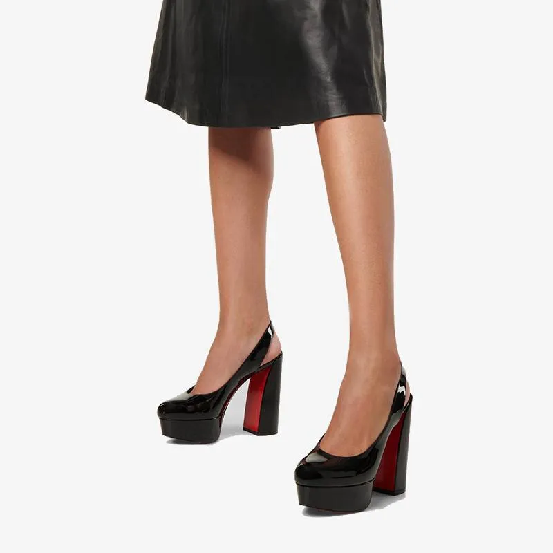 Sophisticated Black Leather Platform Pump 140mm
