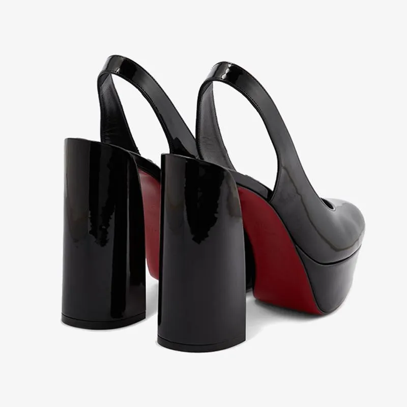Sophisticated Black Leather Platform Pump 140mm
