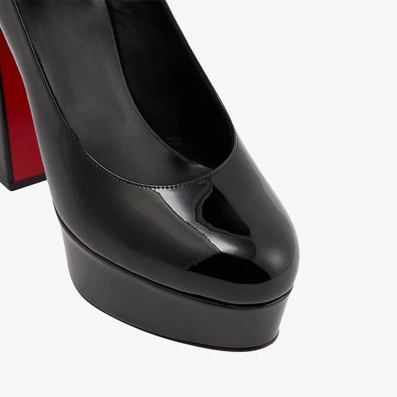 Sophisticated Black Leather Platform Pump 140mm