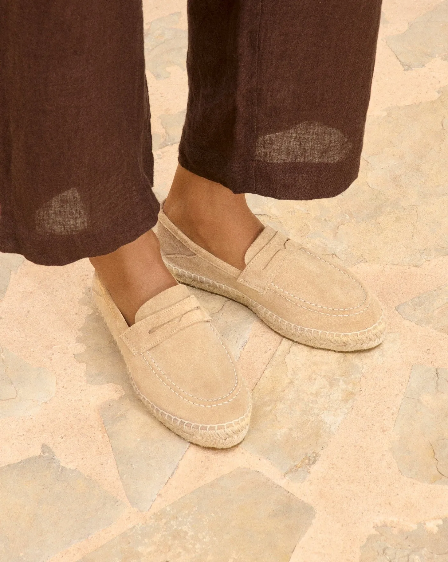Suede Loafers Espadrilles - K11LW - Hamptons Champagne Beige