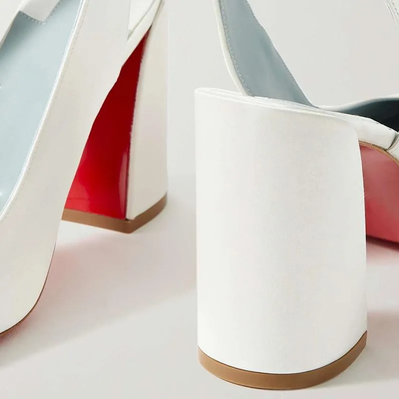 White Satin Pump with Adjustable Ankle Strap