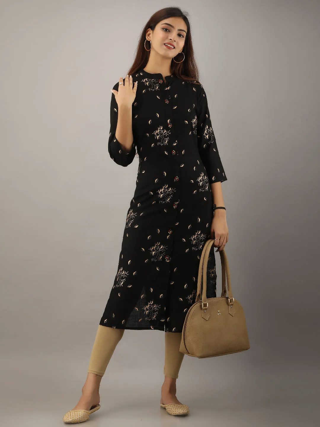 Women Printed Viscose Rayon Straight Kurta