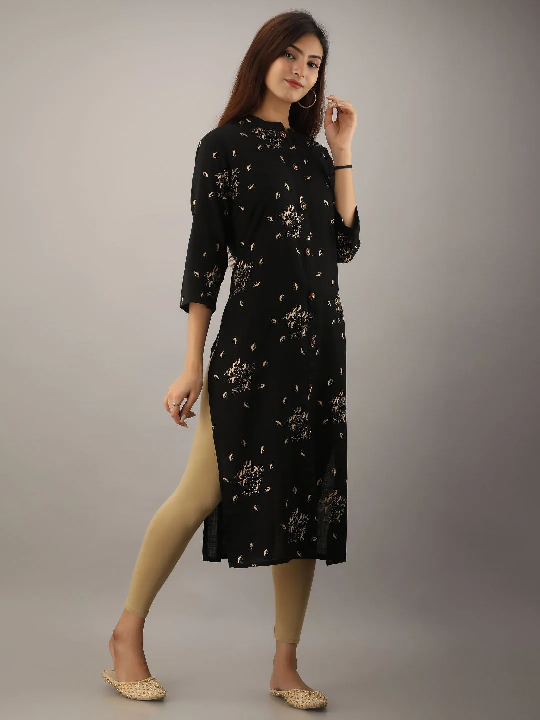 Women Printed Viscose Rayon Straight Kurta