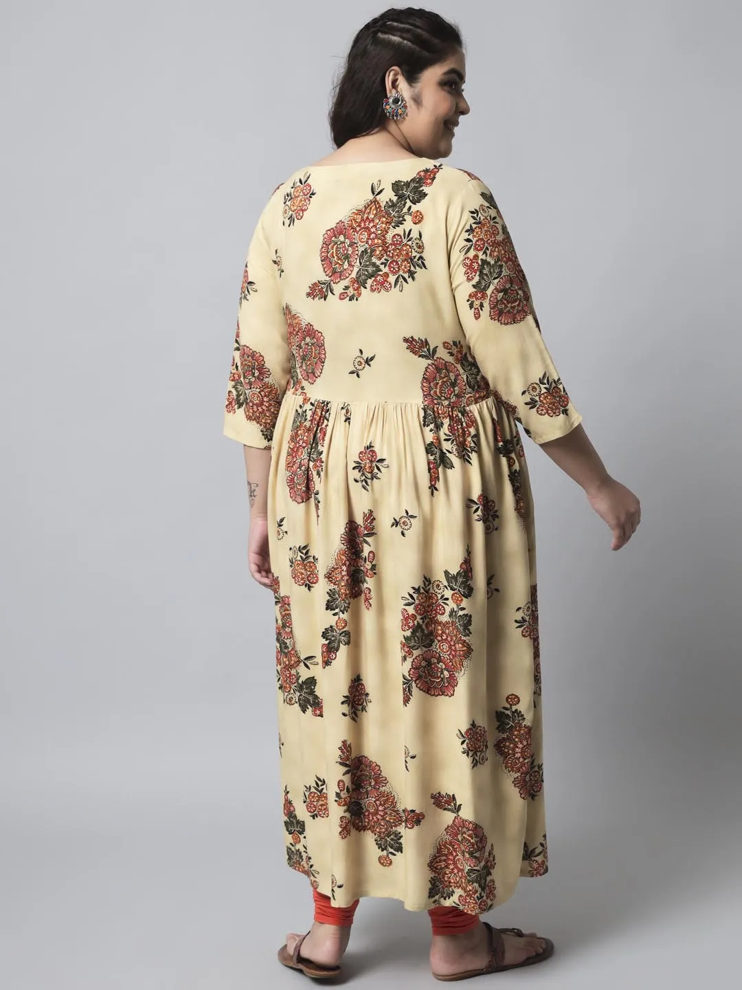 Womens Beige Rayon Nyara Cut A-Line Kurta