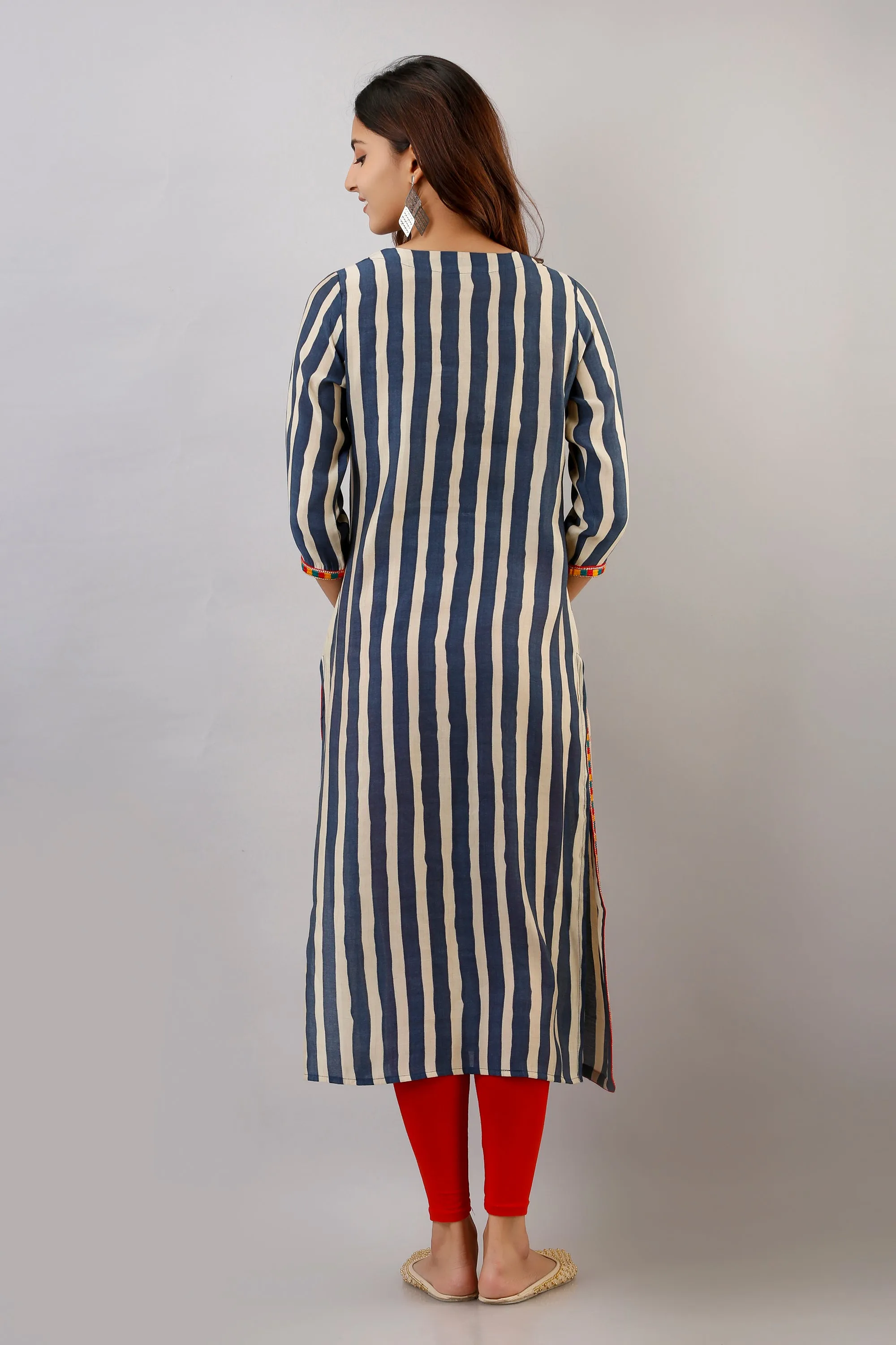 Womens Blue Color Rayon Straight Kurtaa