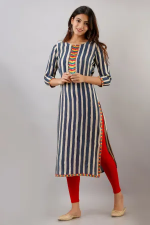 Womens Blue Color Rayon Straight Kurtaa