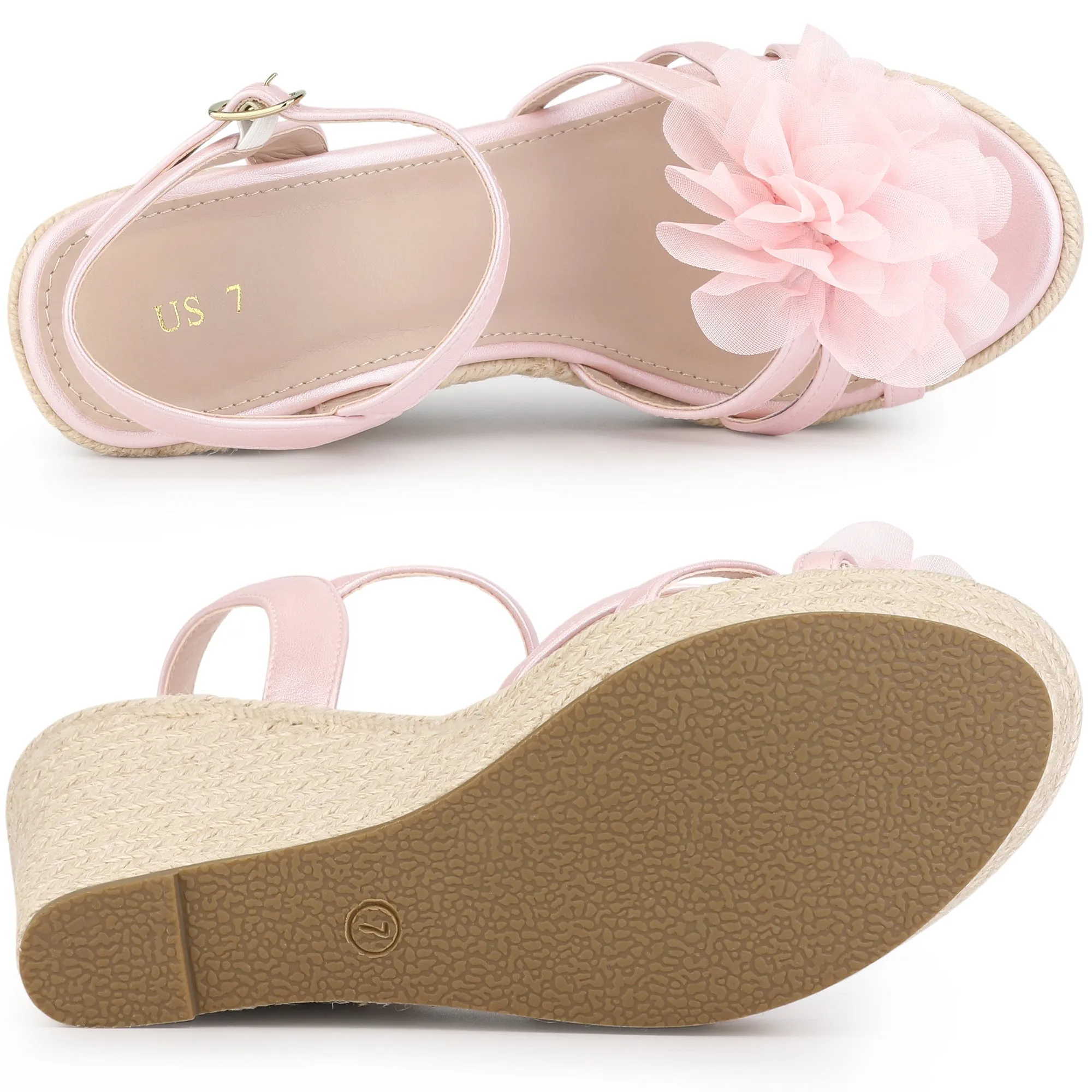 Women's Flower Platform Espadrilles Wedge Heel Sandals