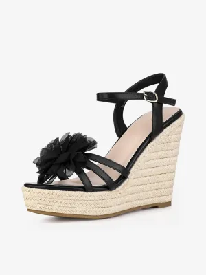 Women's Flower Platform Espadrilles Wedge Heel Sandals