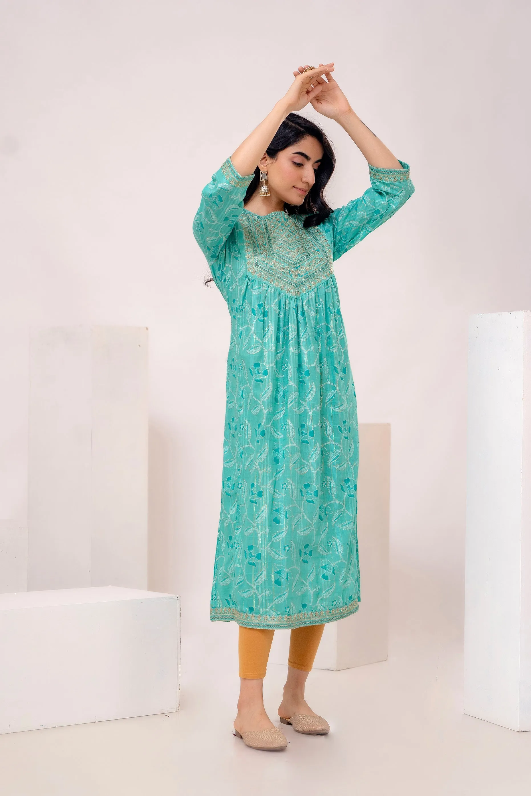 Women's Green A-Line Kurta