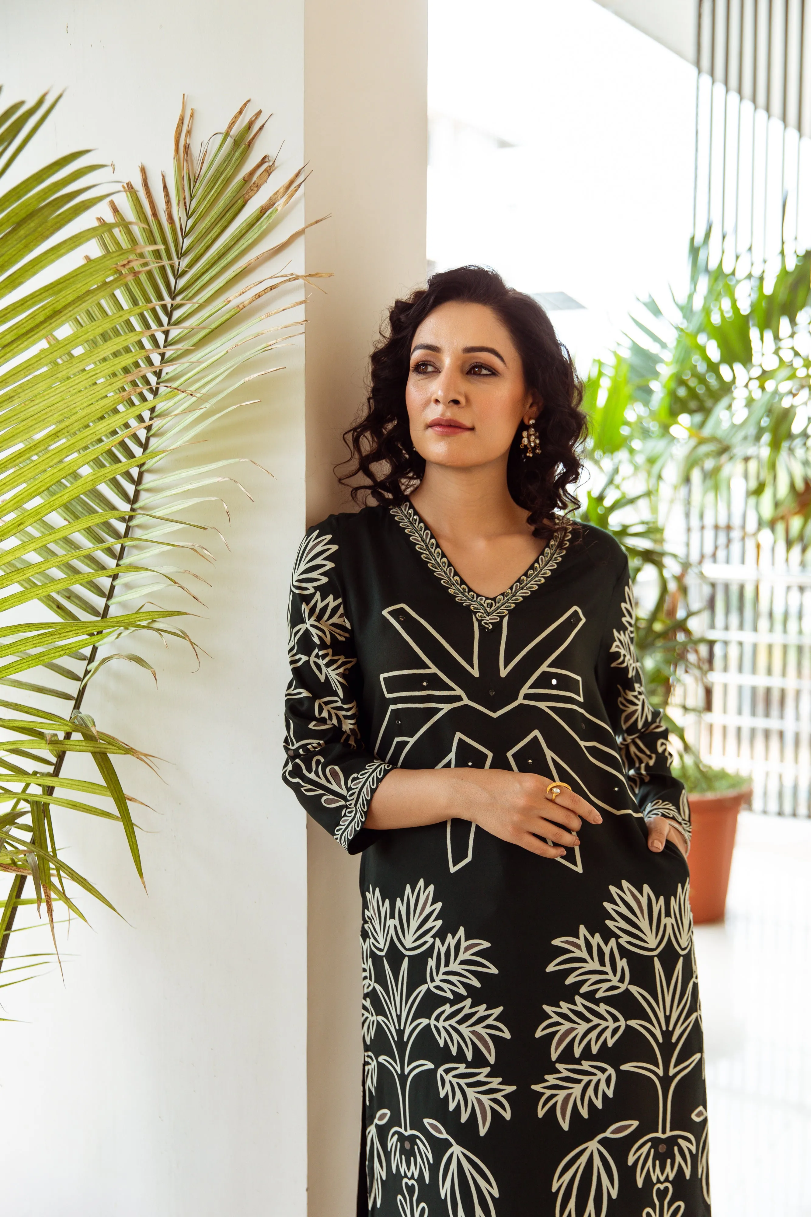 Women's Green Rayon Kurta Palazzo Set