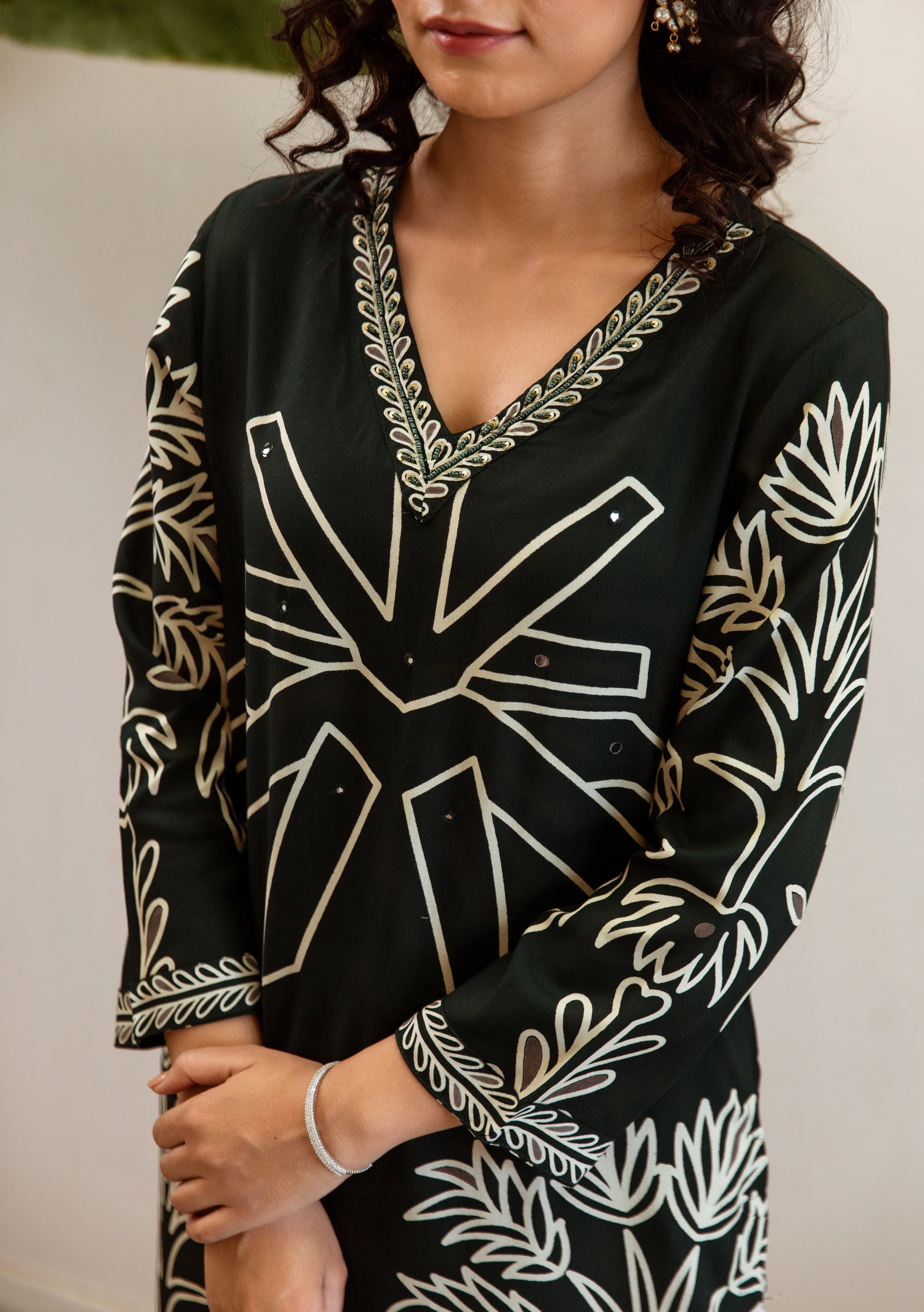 Women's Green Rayon Kurta Palazzo Set