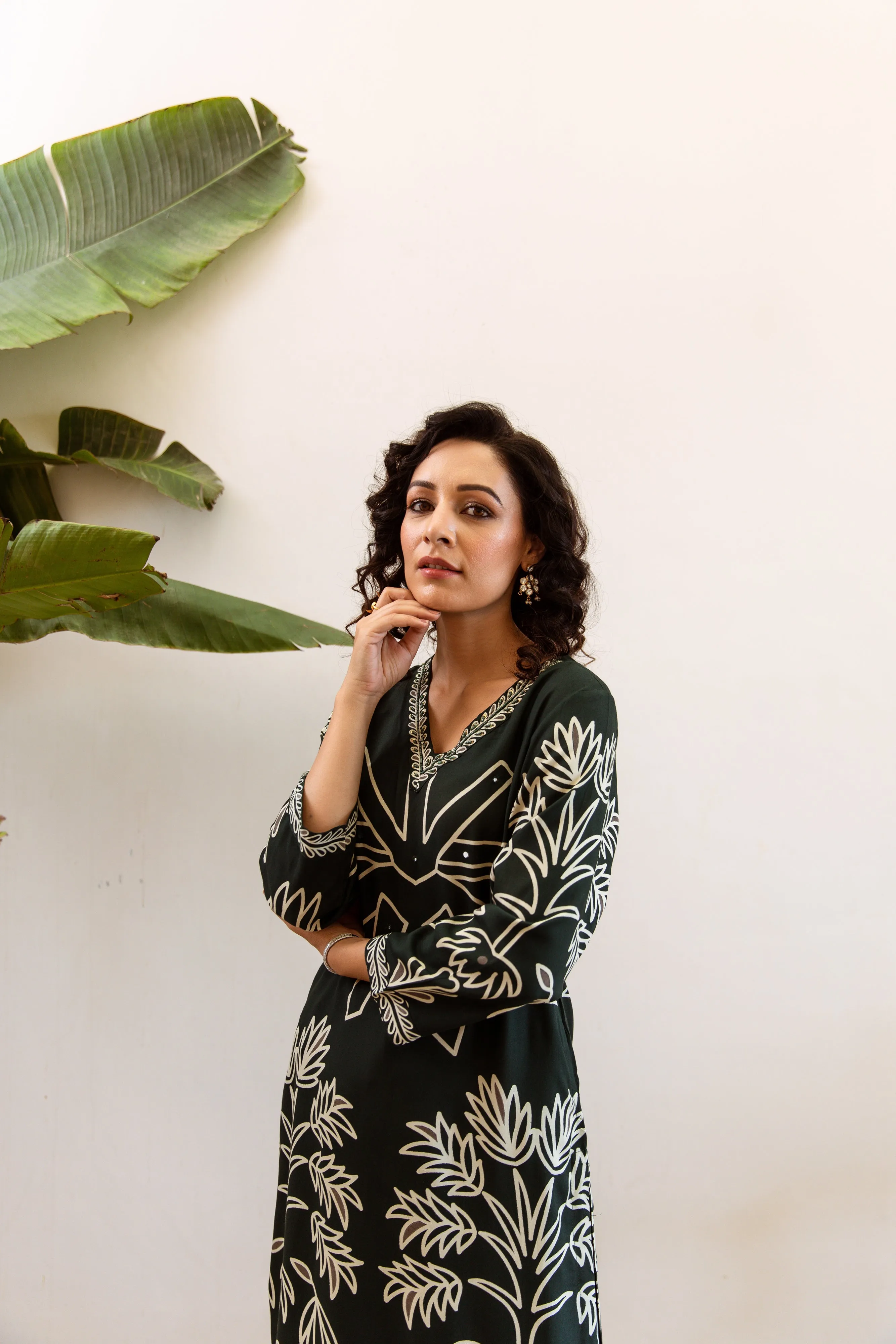 Women's Green Rayon Kurta Palazzo Set
